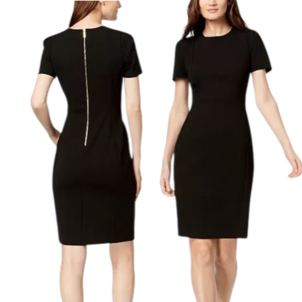 Calvin Klein Seamed Scuba Crepe Sheath Dress